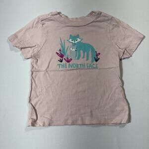 The North Face Toddler T-Shirt 2T Pink Fox Graphic Short Sleeve 100% Cotton